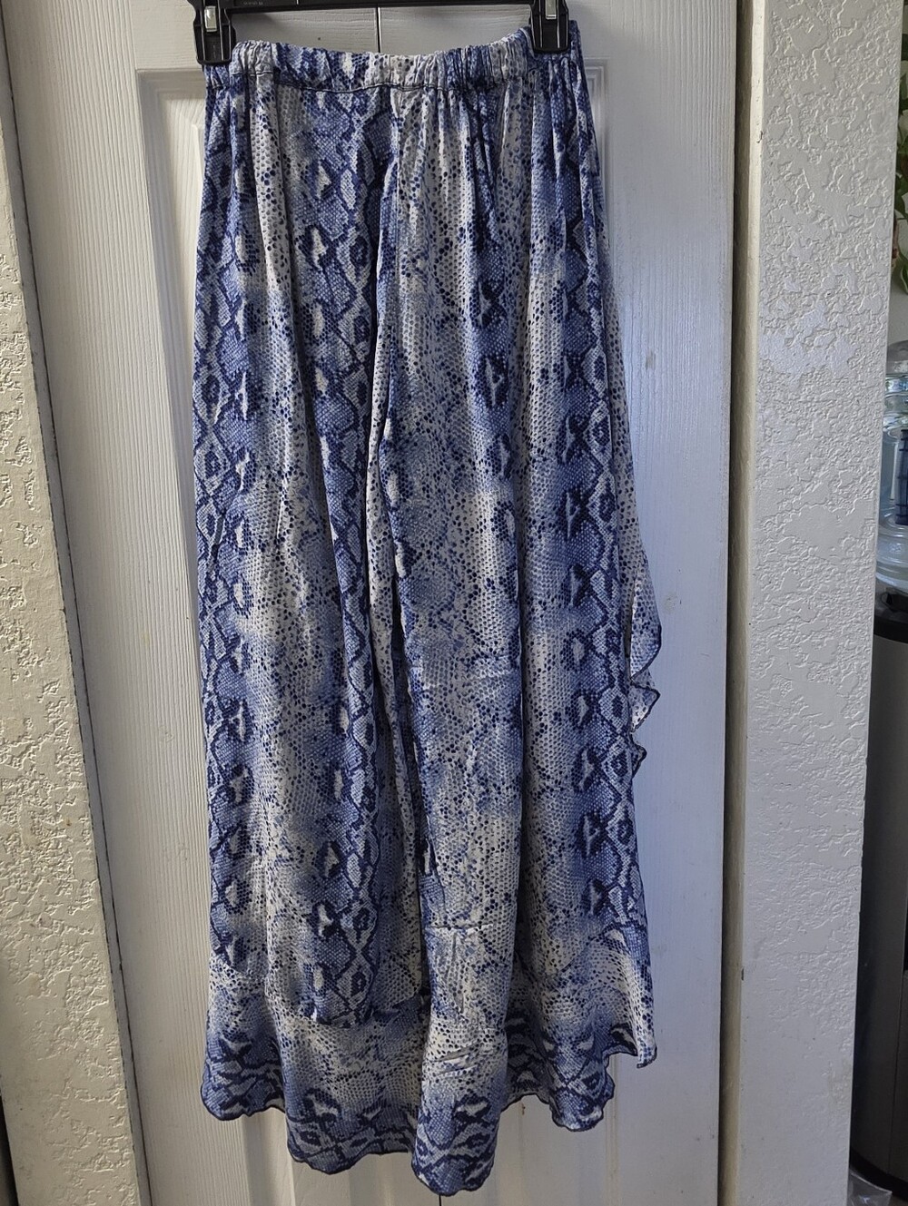 Surf Gypsy Blue Snake-Print High-Low Ruffle Pants S - Picture 2 of 6